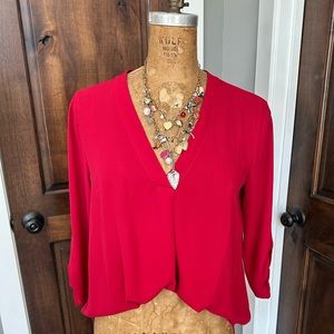 LUSH Red V-neck Button Sleeve Blouse Women’s M